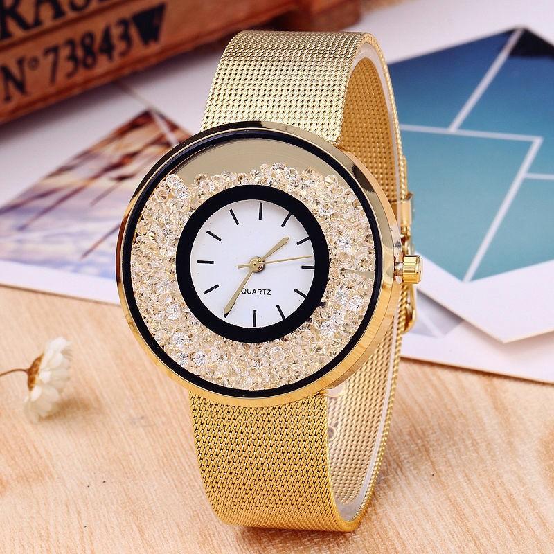 Womens Rose Gold Rhinestone watch
