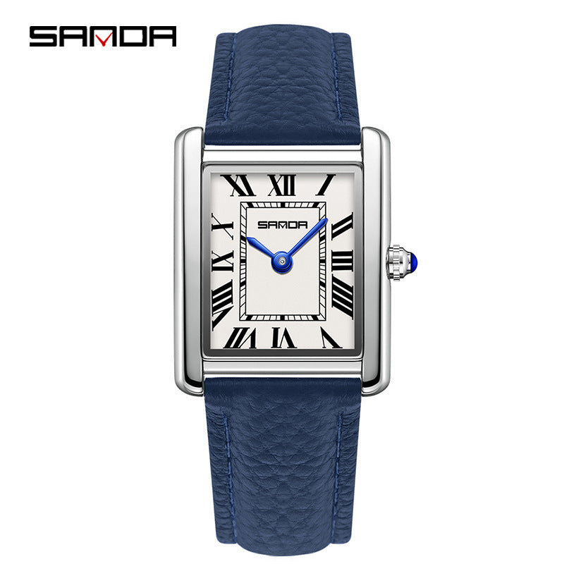 SANDA Square Roman Numerals Quartz Watch