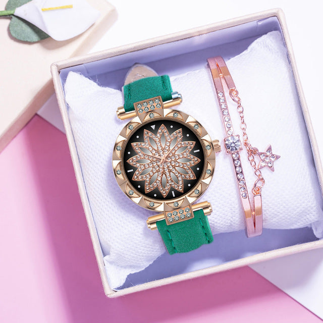 Leather Strap & bracelet set Watch