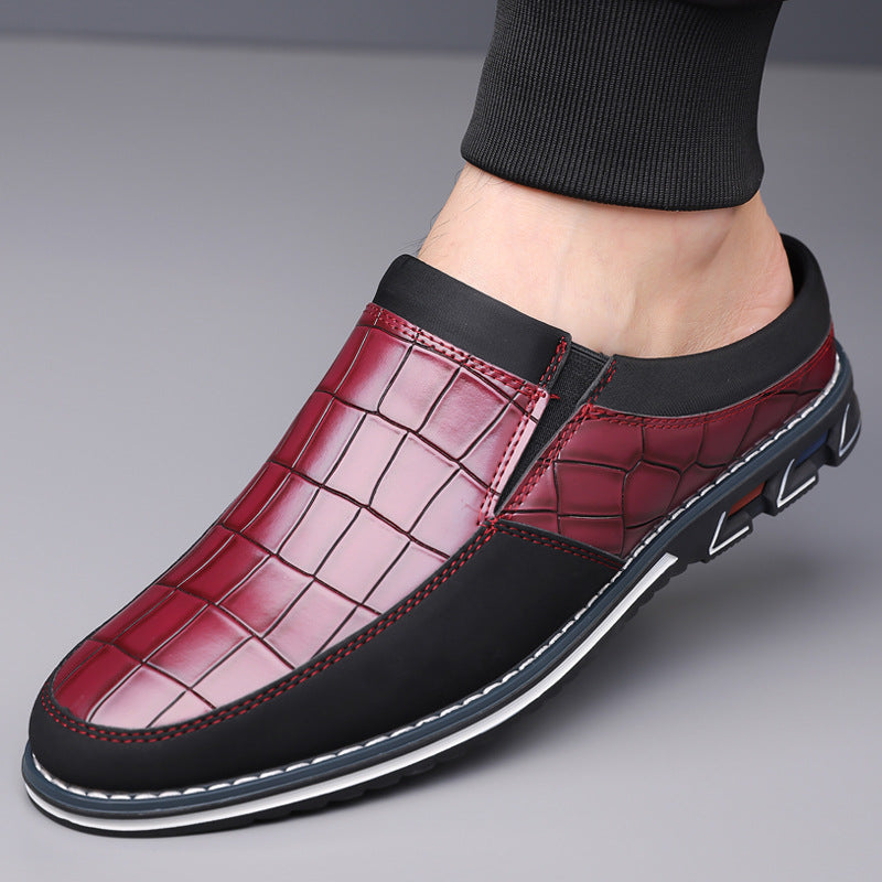 Men's leather half-slipper