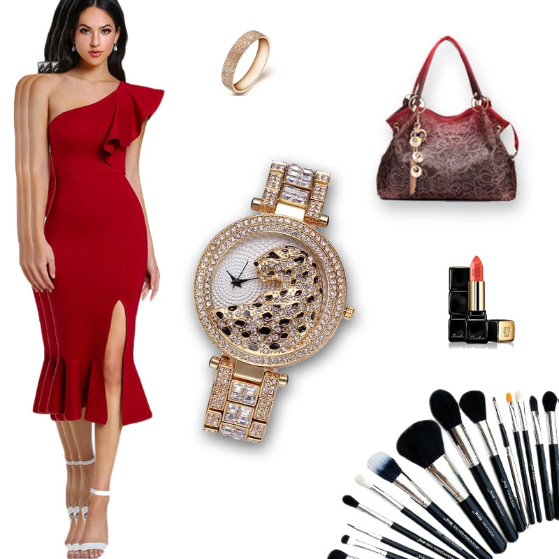 MISSFOX V227 Women's Leopard Quartz Watch