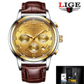 Lige Business Waterproof Leather Belt Watch