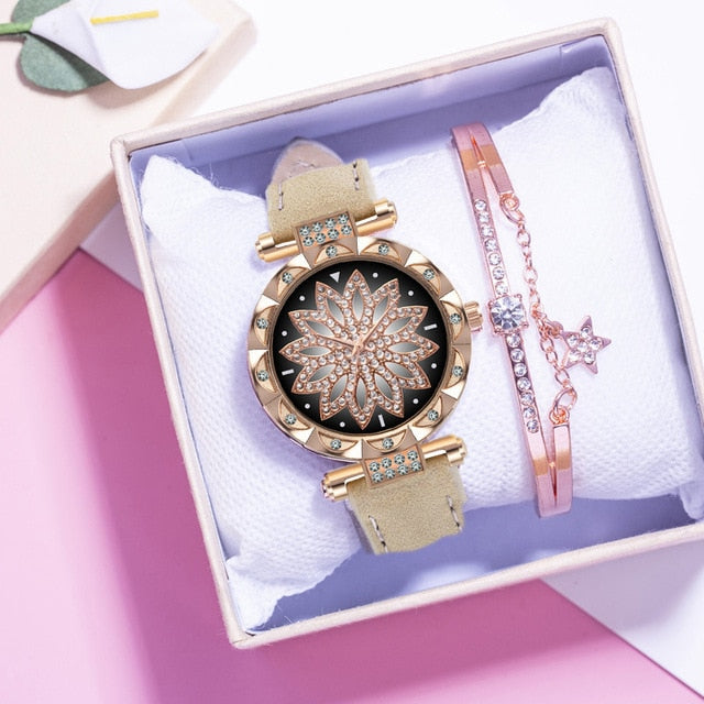 Leather Strap & bracelet set Watch