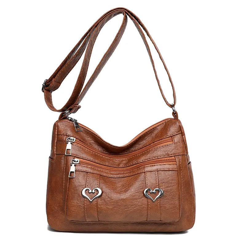 Leather Multi-Pocket Crossbody Bag