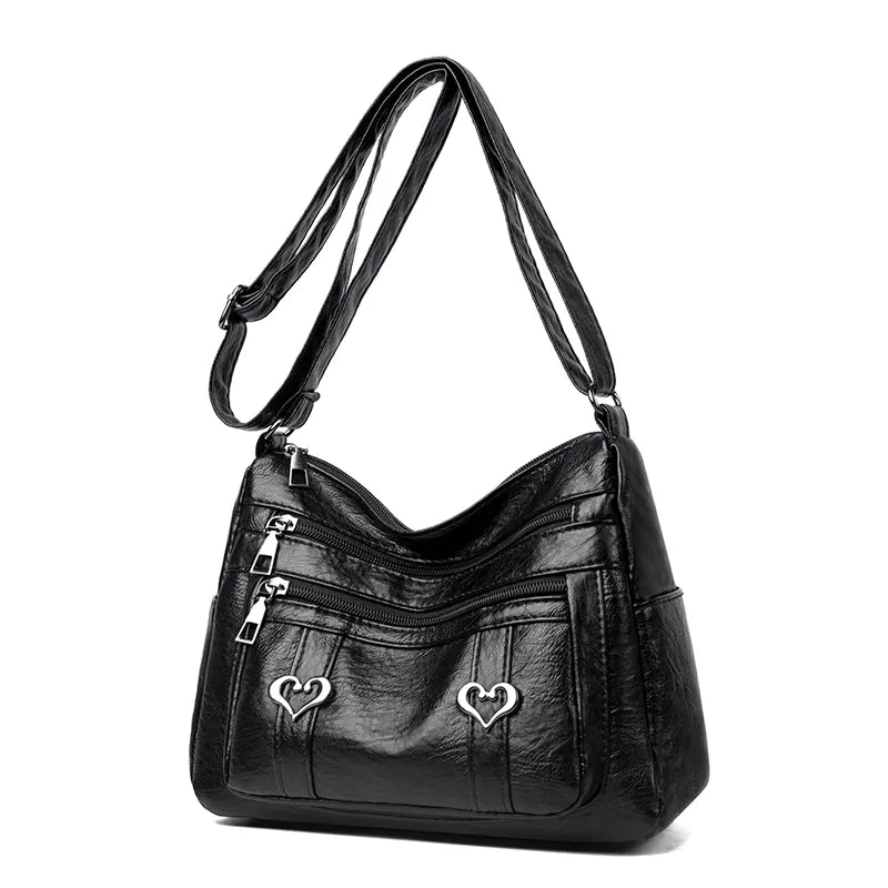 Leather Multi-Pocket Crossbody Bag