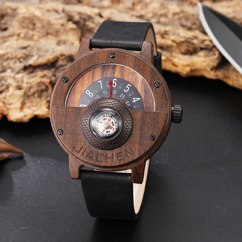 Multifunctional Compass Wooden Watch