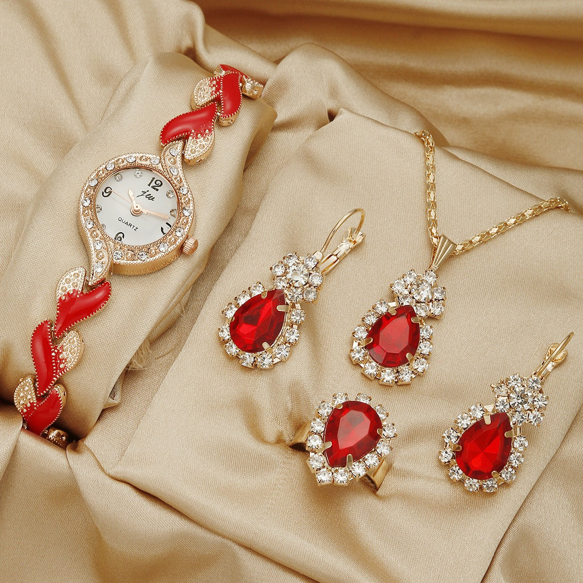 Women's princess set (watch, earrings, necklace, ring)