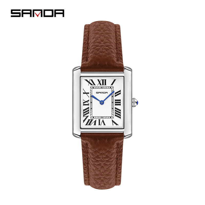 SANDA Square Roman Numerals Quartz Watch