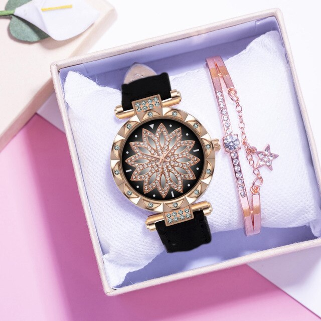 Leather Strap & bracelet set Watch