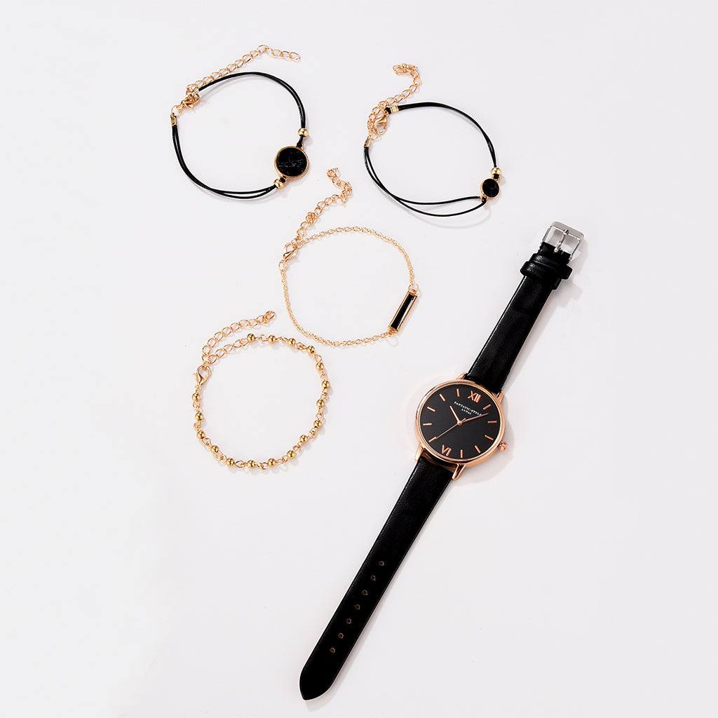 Exquisit 5pcs Quartz Wristwatch set