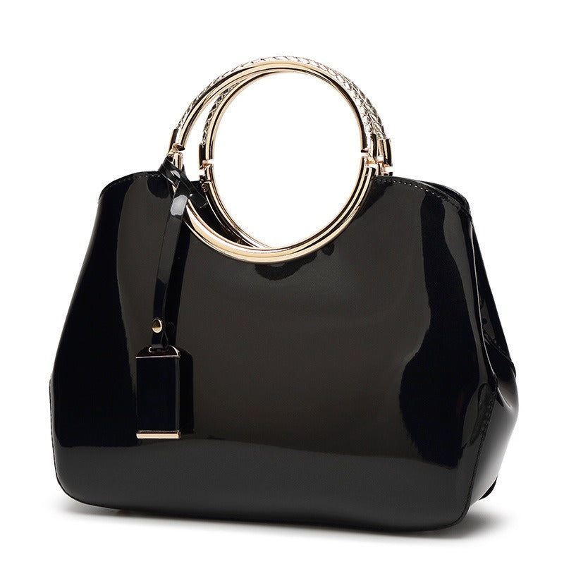 Shiny patent leather crossbody handbag