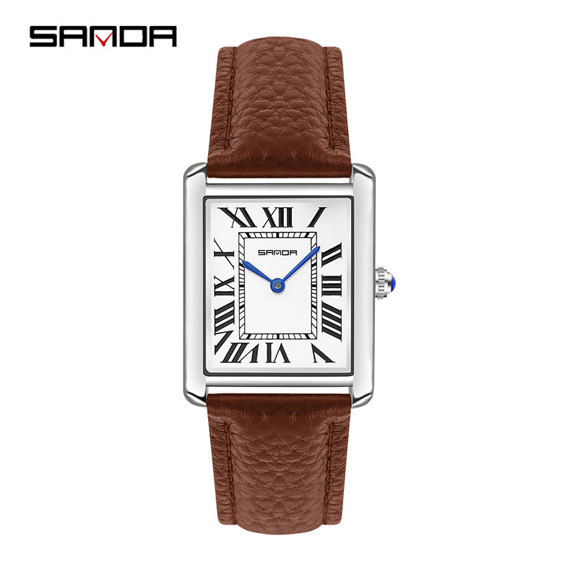 SANDA Square Roman Numerals Quartz Watch