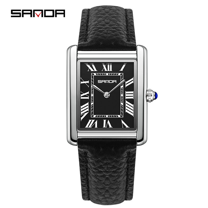 SANDA Square Roman Numerals Quartz Watch