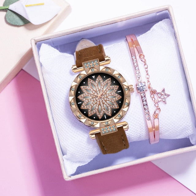 Leather Strap & bracelet set Watch
