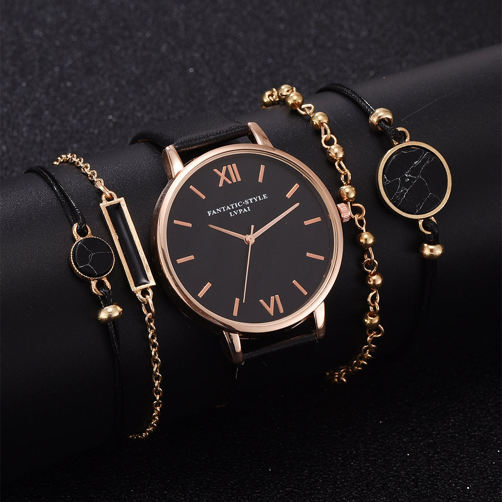 Exquisit 5pcs Quartz Wristwatch set