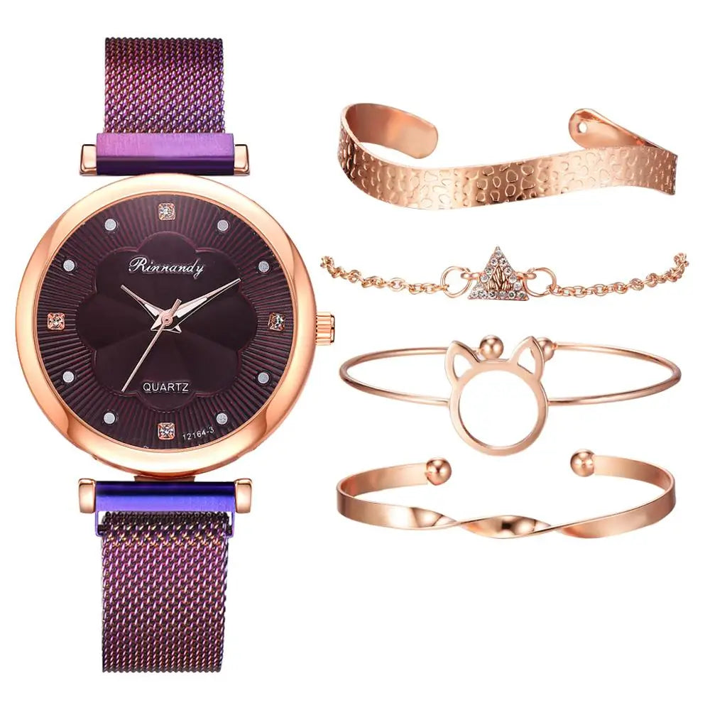 5pcs Set Rhinestone Women's Watch