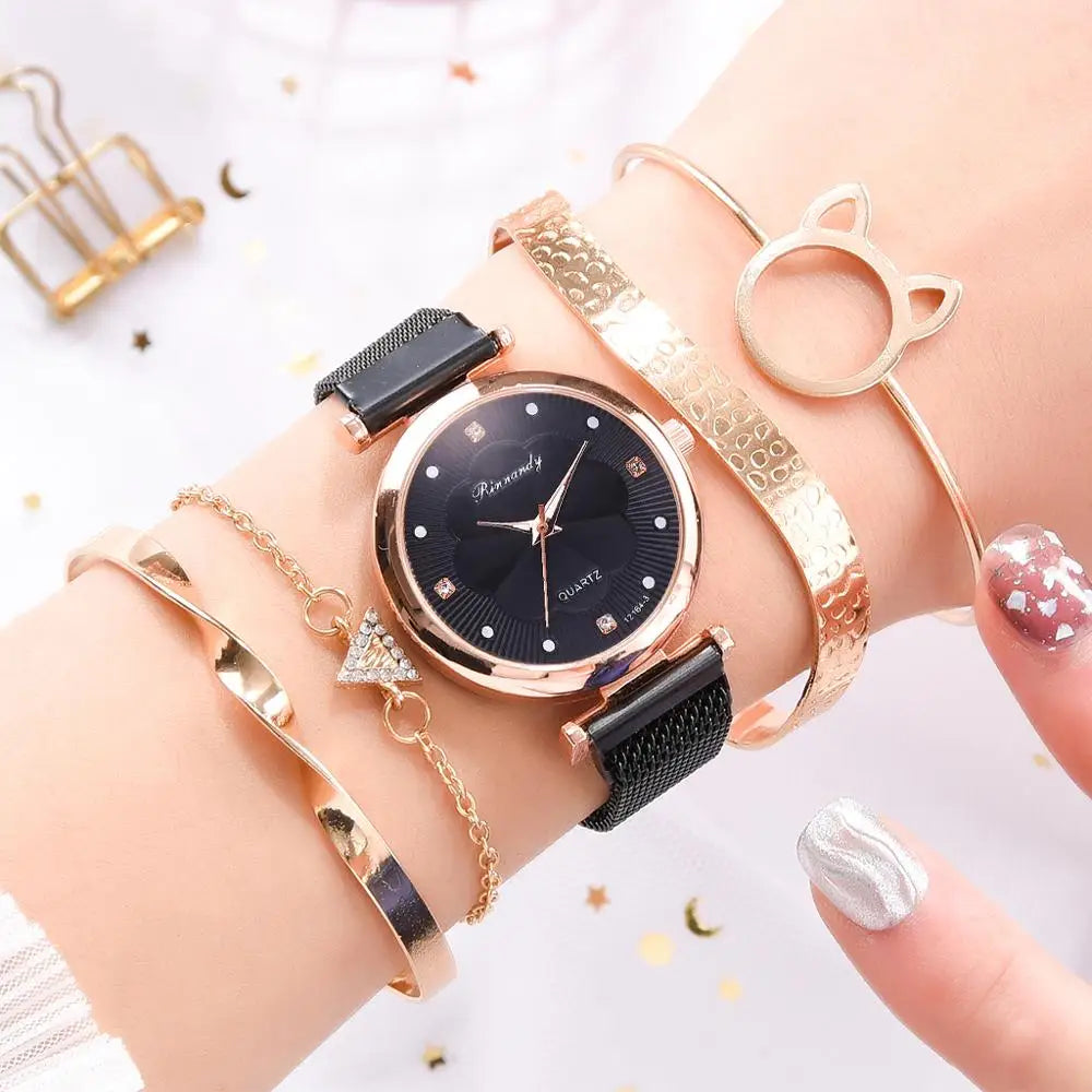 5pcs Set Rhinestone Women's Watch