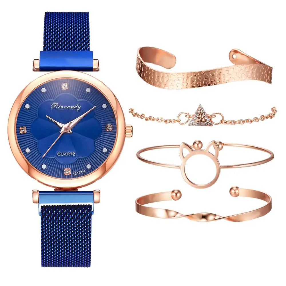 5pcs Set Rhinestone Women's Watch
