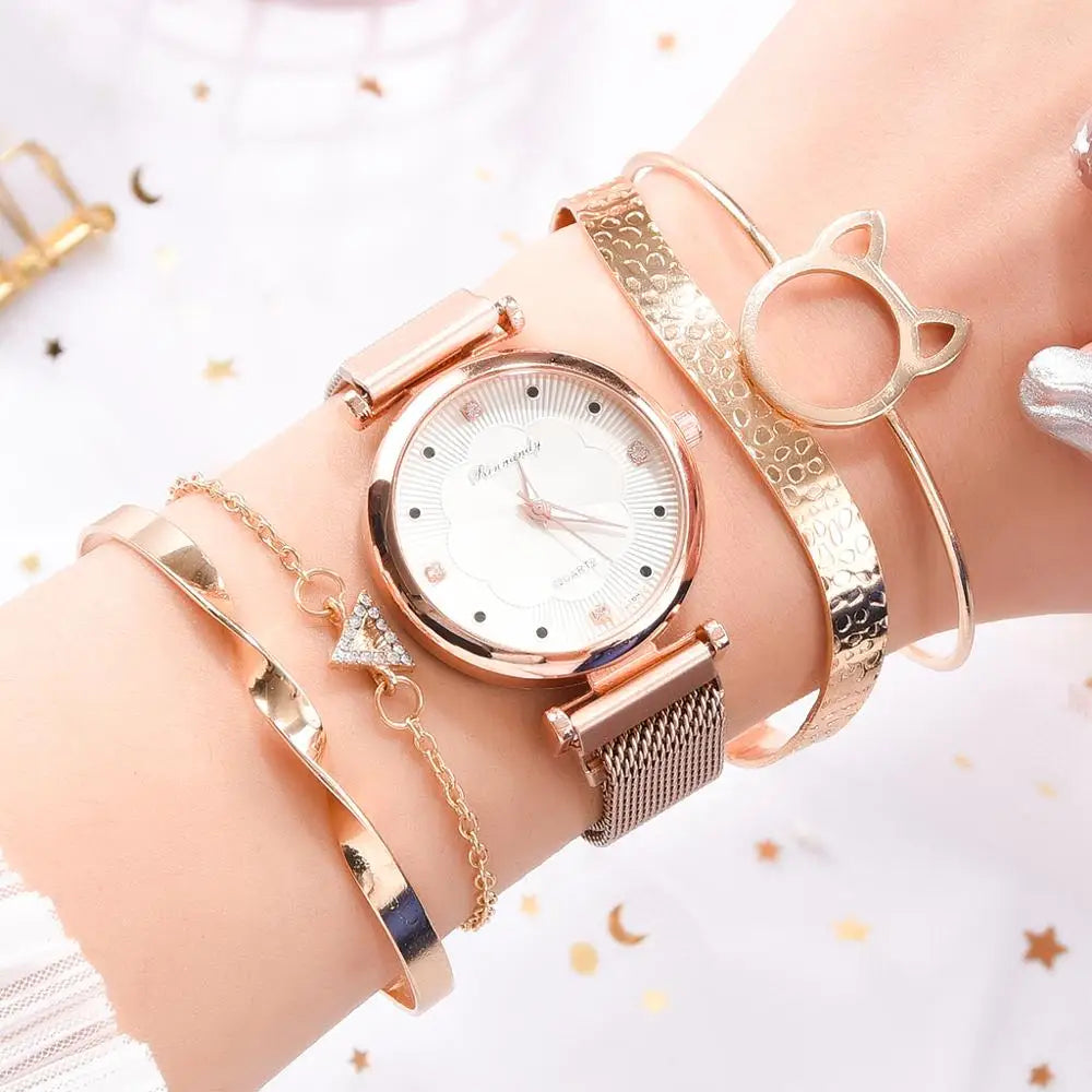 5pcs Set Rhinestone Women's Watch