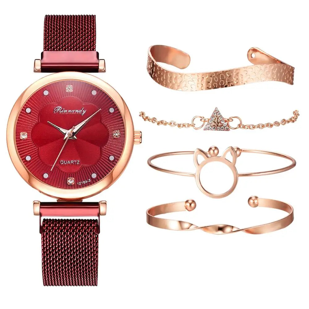 5pcs Set Rhinestone Women's Watch