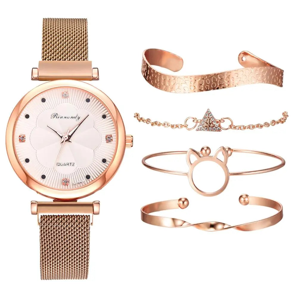 5pcs Set Rhinestone Women's Watch