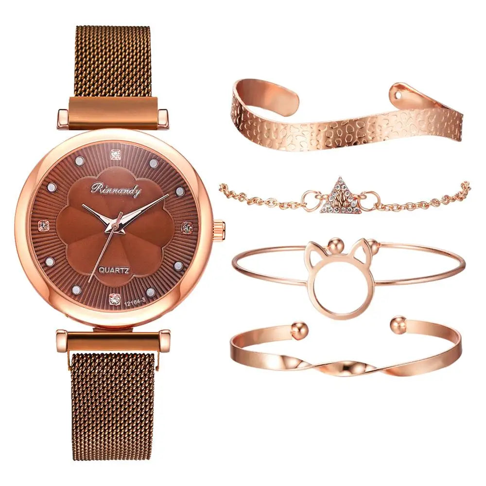 5pcs Set Rhinestone Women's Watch