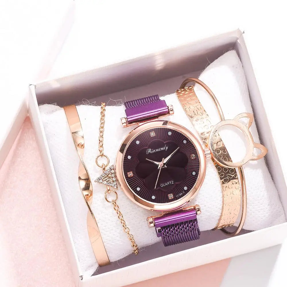 5pcs Set Rhinestone Women's Watch