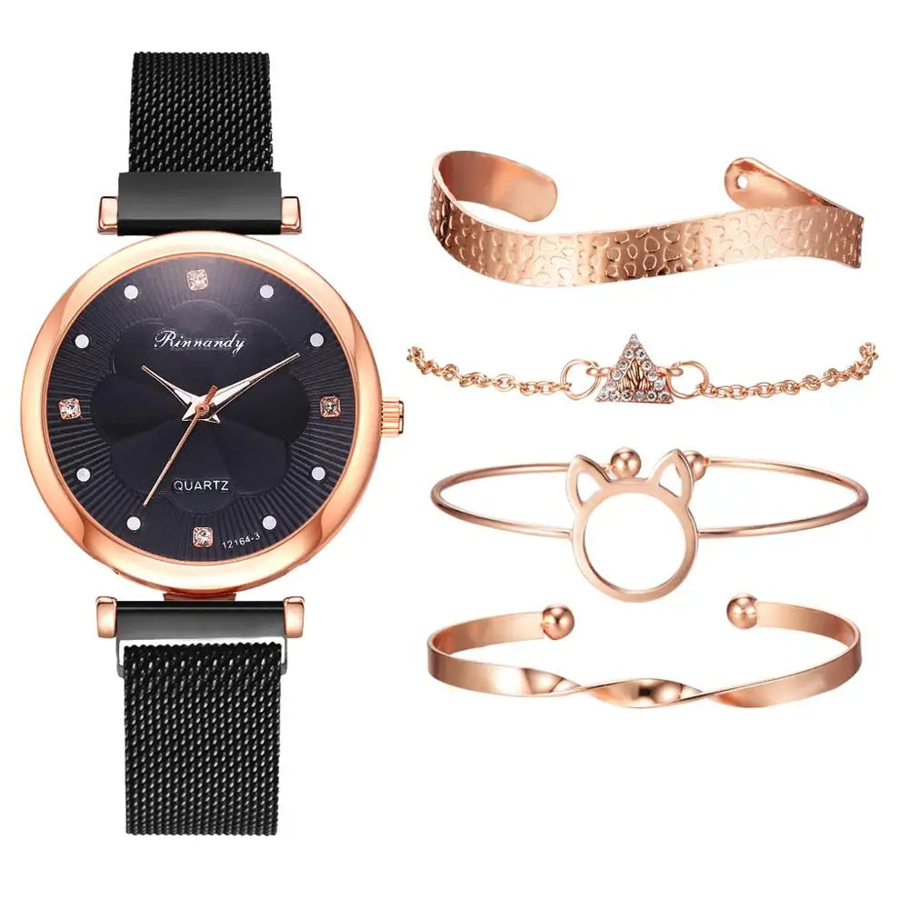 5pcs Set Rhinestone Women's Watch