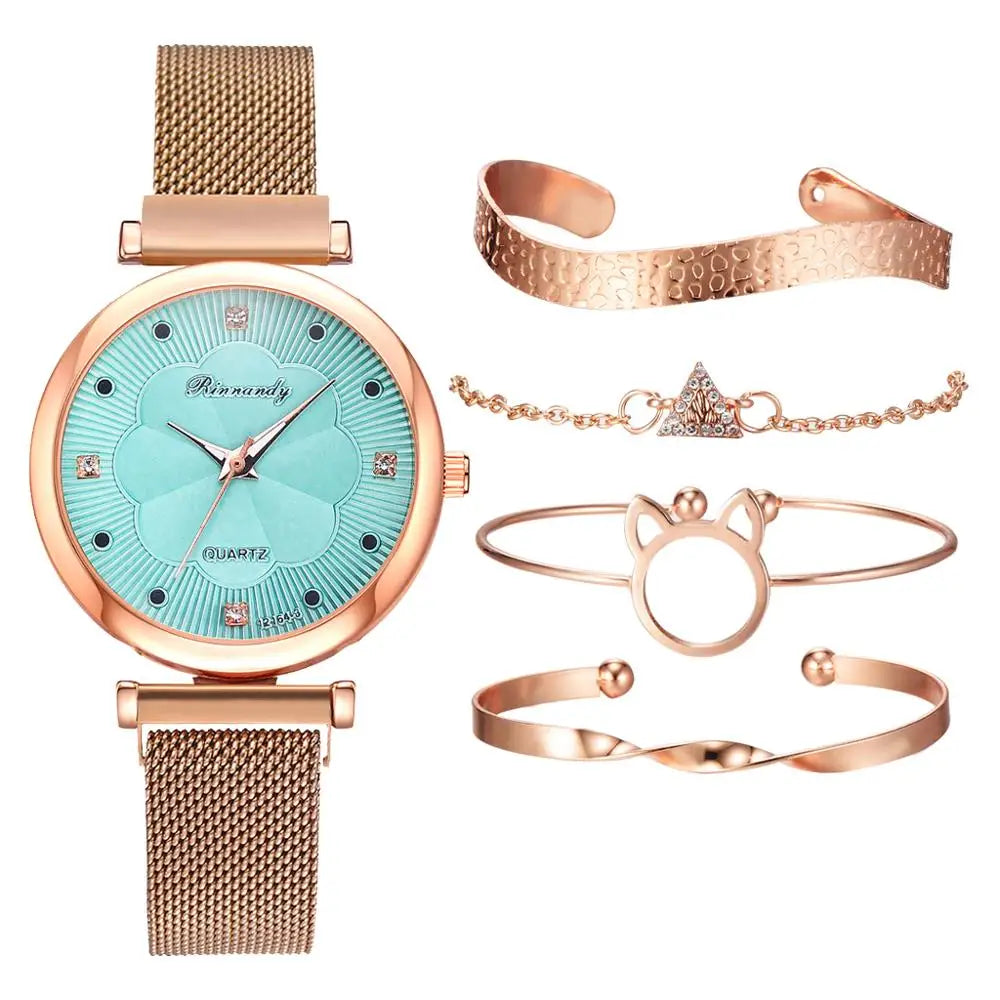 5pcs Set Rhinestone Women's Watch